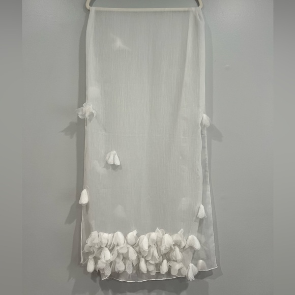Vintage Y2K Badgley Mischka 80” 3D Sheer Organza Scarf Wrap Shawl Coverup White - Picture 15 of 15